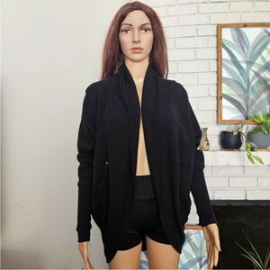 Aritzia Black Drape Front Open Cardigan